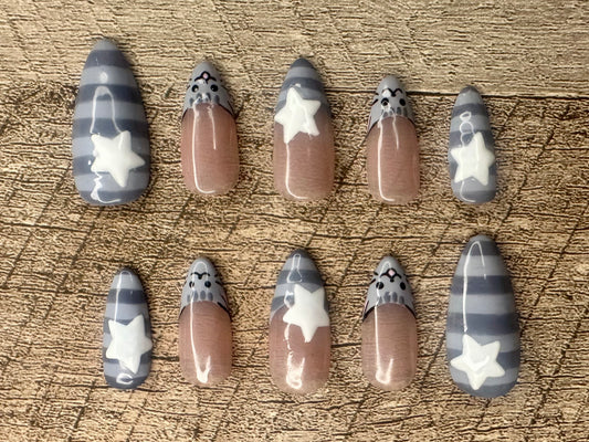 𐙚 ‧₊˚ ⋅ Striped Grey Kitties / Long Almond
