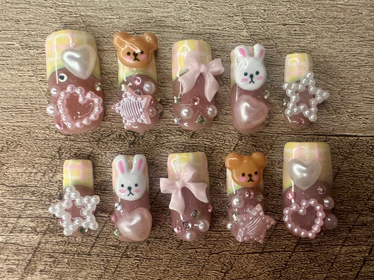 𐙚 ‧₊˚ ⋅ Teddy and Bunny / Long Sqaure
